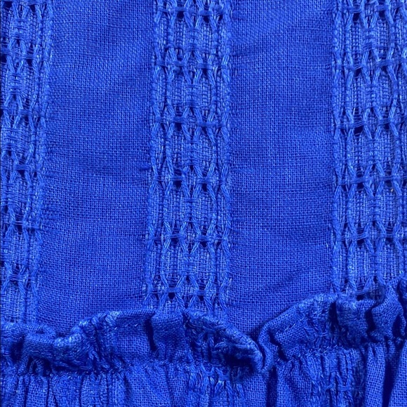 Draper James 100% Cotton Blue Pleated Textured Stripe Sundress - Picture 4 of 7